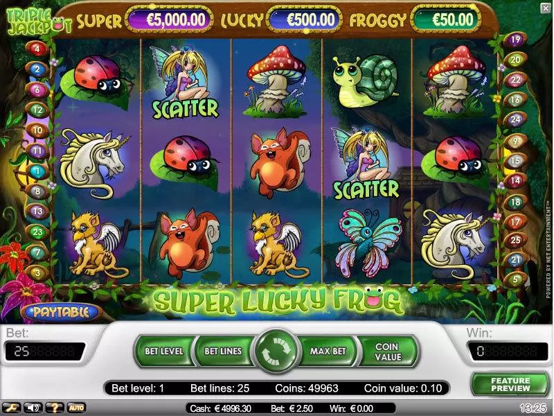 Super Lucky Frog Slots made by NetEnt - Main Screen Reels