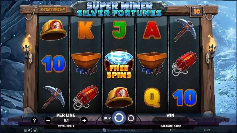 Super Miner – Silver Fortunes Slots made by Spinomenal - Main Screen Reels