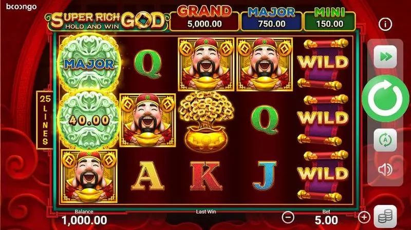 Super Rich God: Hold and Win Slots made by Booongo - Main Screen Reels