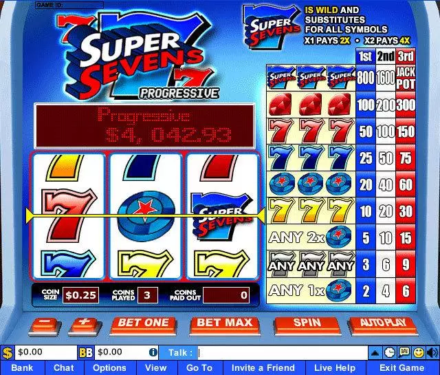 Super Sevens Slots made by Leap Frog - Main Screen Reels