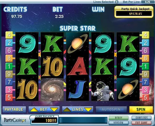 Super Star Slots made by bwin.party - Main Screen Reels