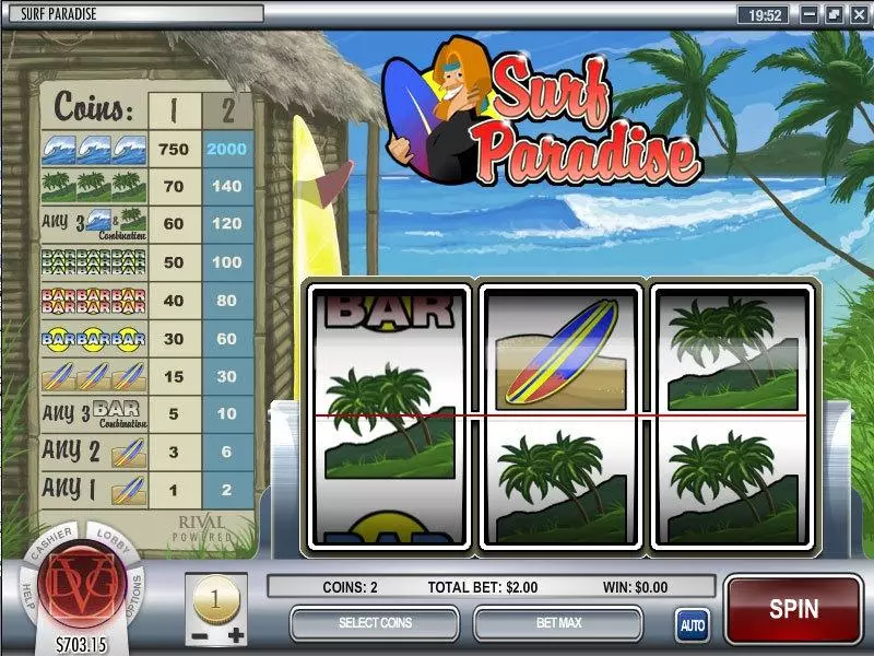 Surf Paradise Slots made by Rival - Main Screen Reels