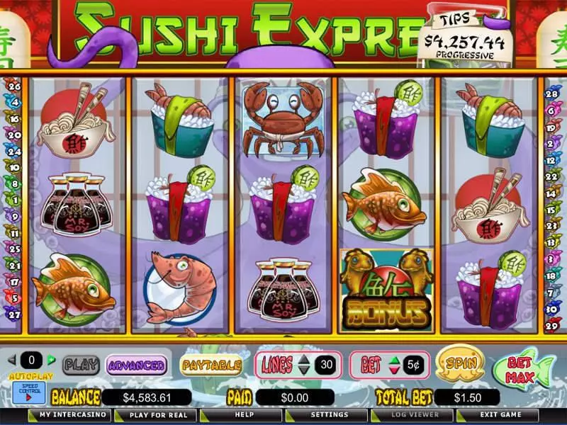 Sushi Express Slots made by CryptoLogic - Main Screen Reels