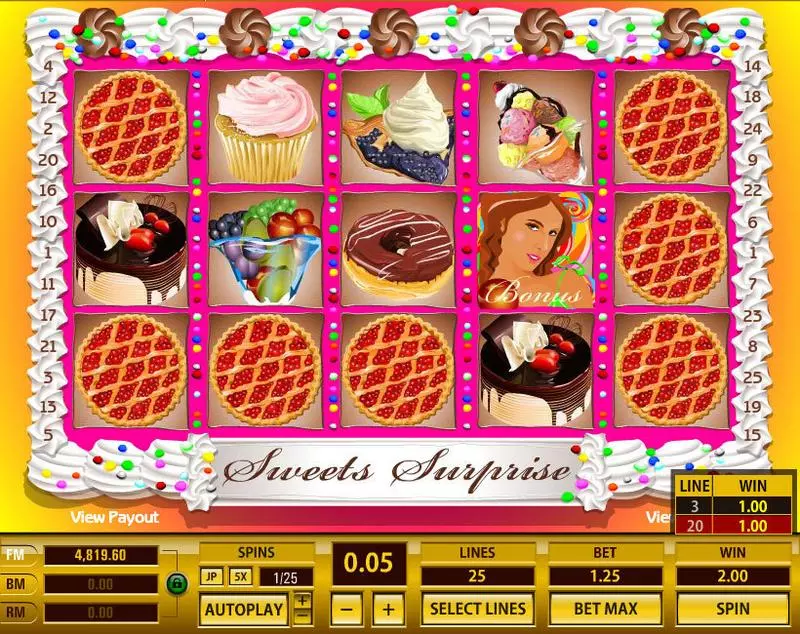 Sweet Surprise 25 Lines Slots made by Topgame - Main Screen Reels