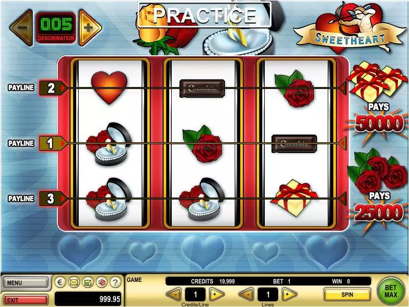 Sweetheart Slots made by GTECH - Main Screen Reels