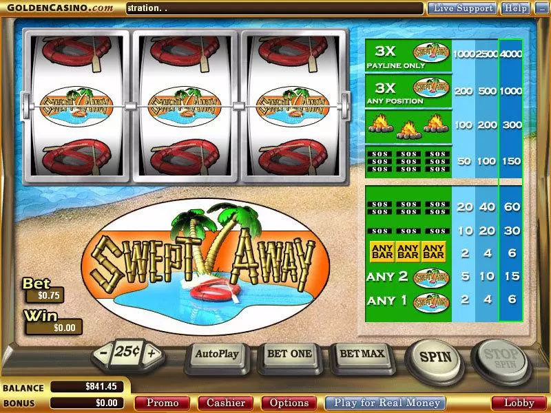 Swept Away Slots made by WGS Technology - Main Screen Reels