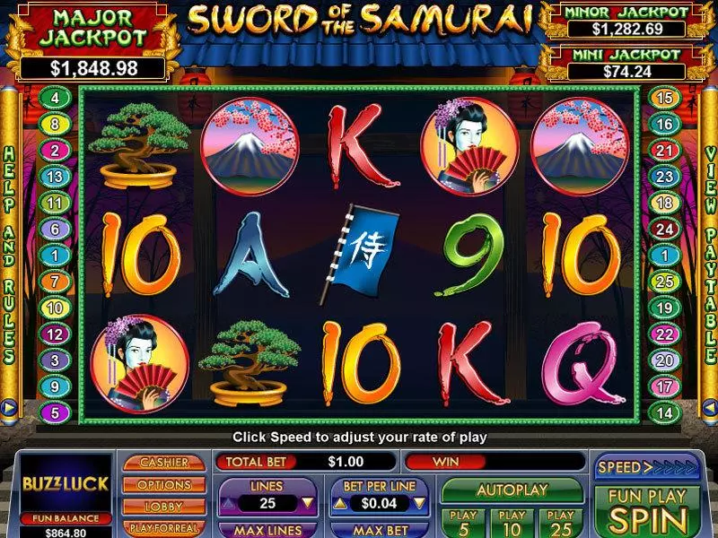 Sword of the Samurai Slots made by NuWorks - Main Screen Reels