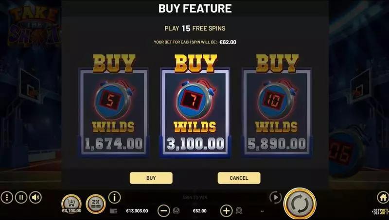 Take the Shot Slots made by BetSoft - Introduction Screen