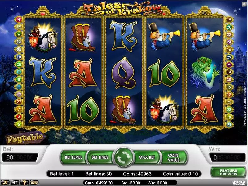 Tales of Krakow Slots made by NetEnt - Main Screen Reels