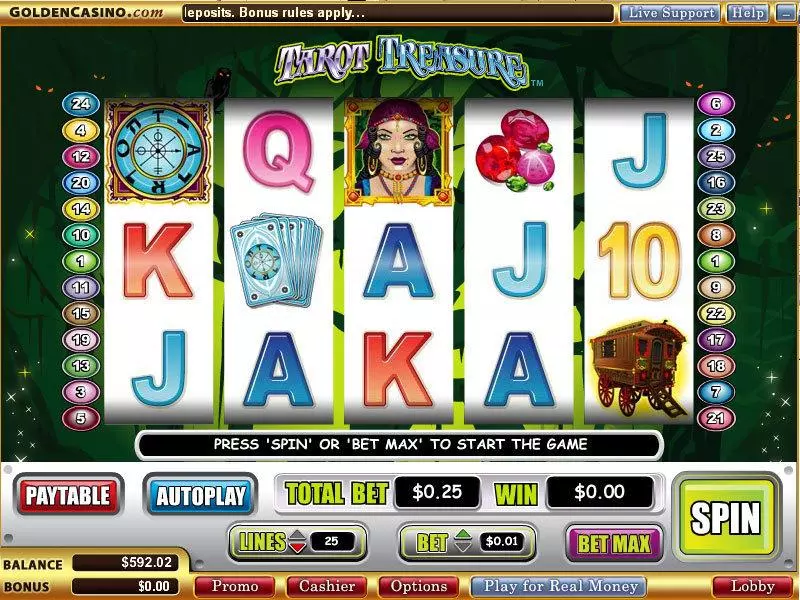 Tarot Treasure Slots made by WGS Technology - Main Screen Reels