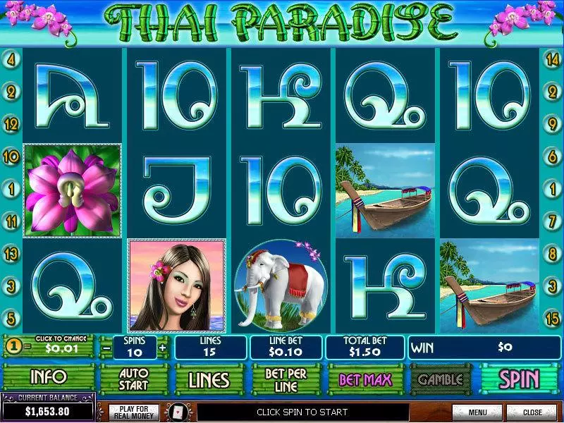 Thai Paradise Slots made by PlayTech - Main Screen Reels