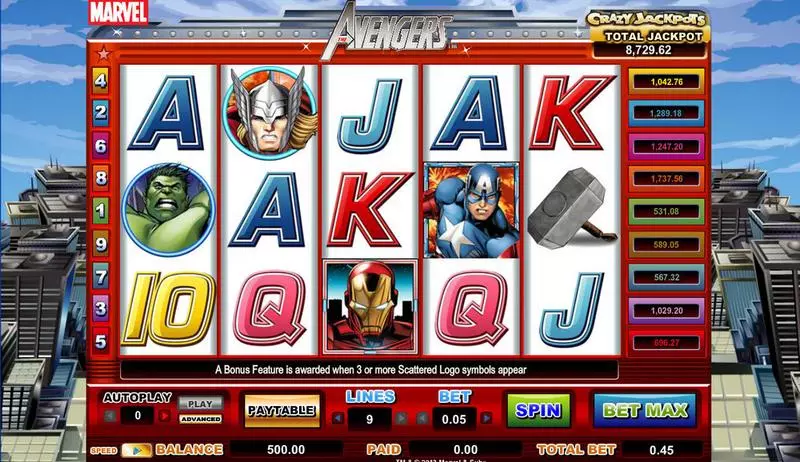 The Avengers Slots made by CryptoLogic - Main Screen Reels