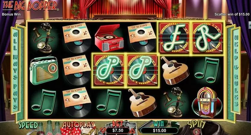 The Big Bopper Slots made by RTG - Main Screen Reels