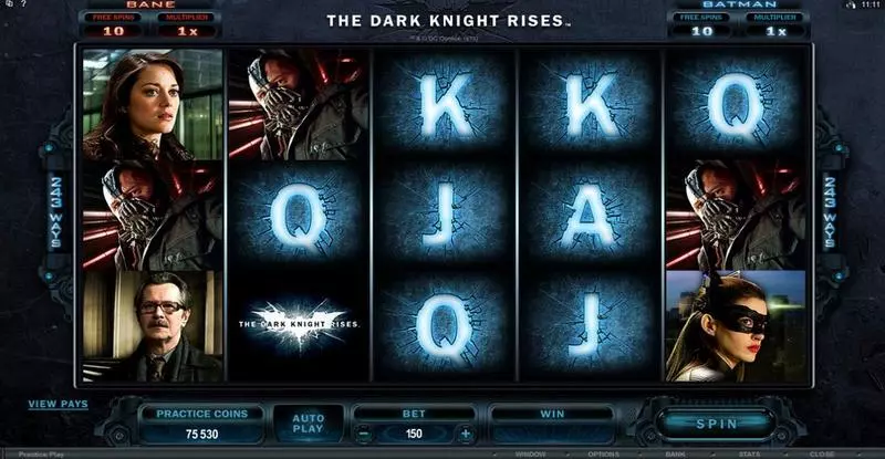 The Dark Knight Rises Slots made by Microgaming - Main Screen Reels