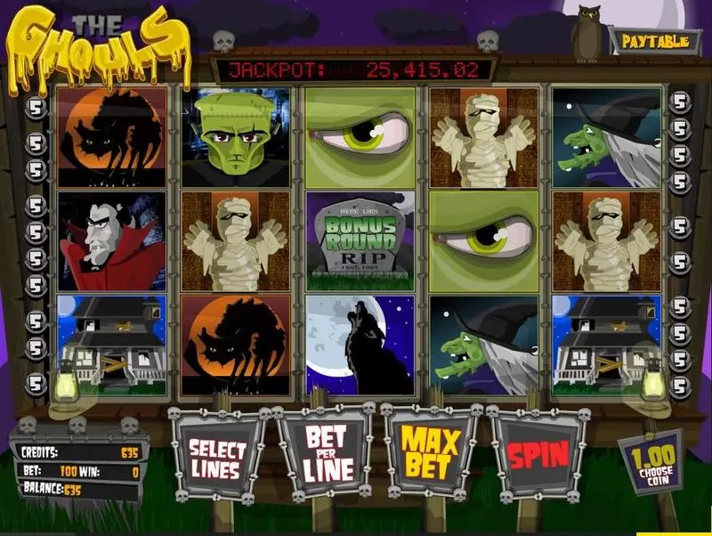The Ghouls Slots made by BetSoft - Introduction Screen