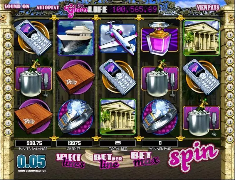 The Glam Life Slots made by BetSoft - Main Screen Reels