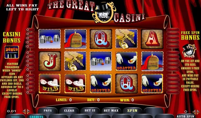 The Great Casini Slots made by Amaya - Main Screen Reels