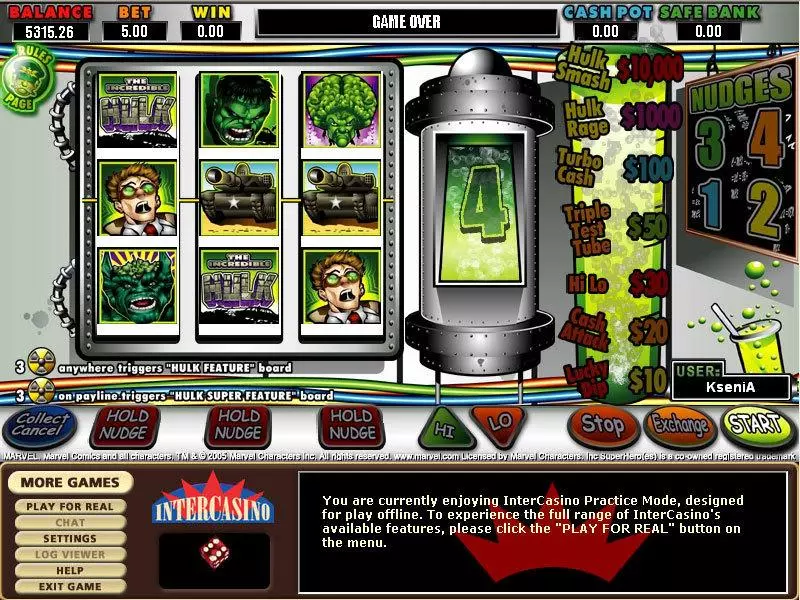 The Hulk Slots made by CryptoLogic - Main Screen Reels