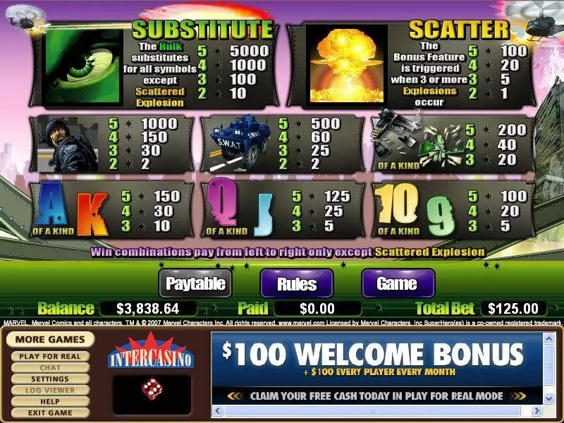 The Incredible Hulk - Ultimate Revenge Slots made by CryptoLogic - Info and Rules