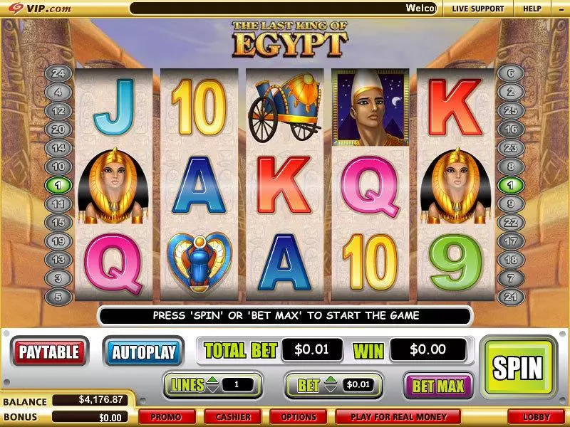 The Last King of Egypt Slots made by WGS Technology - Main Screen Reels