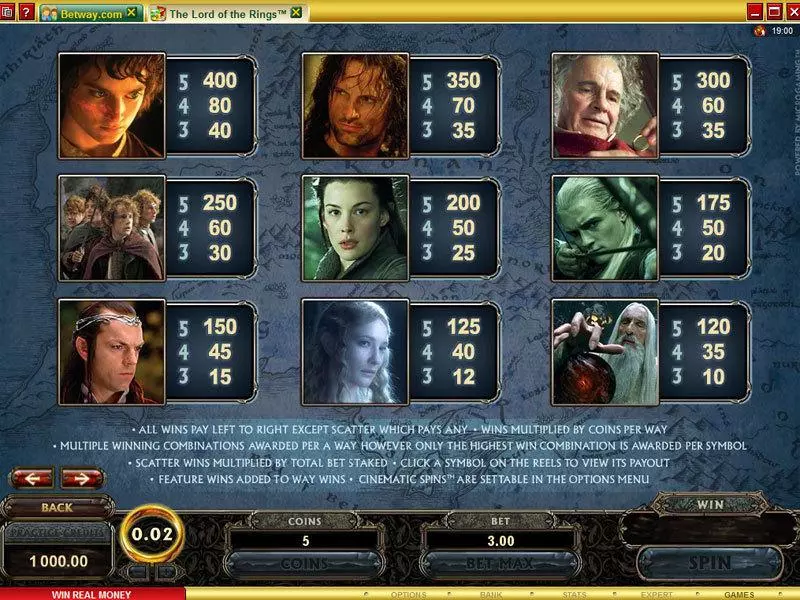 The Lord of the Rings Slots made by Microgaming - Info and Rules