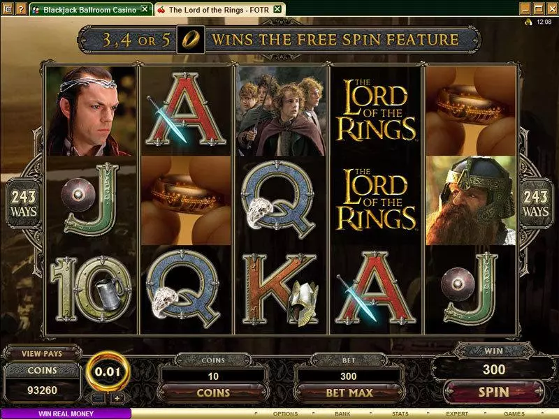 The Lord of the Rings - The Fellowship of the Ring Slots made by Microgaming - Main Screen Reels