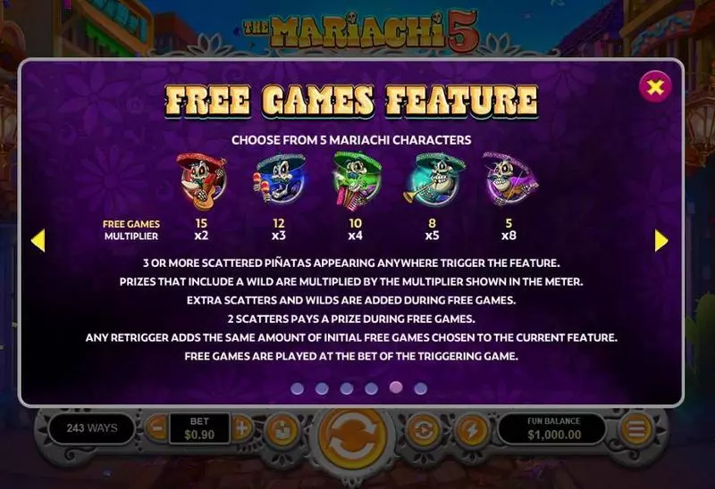 The Mariachi 5 Slots made by RTG - Free Spins Feature