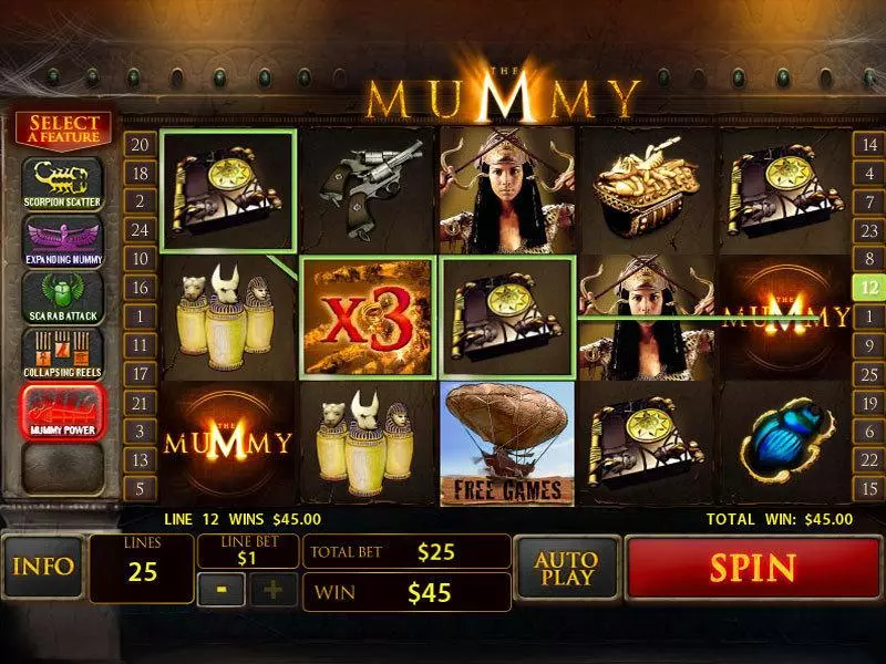 The Mummy Slots made by PlayTech - Main Screen Reels
