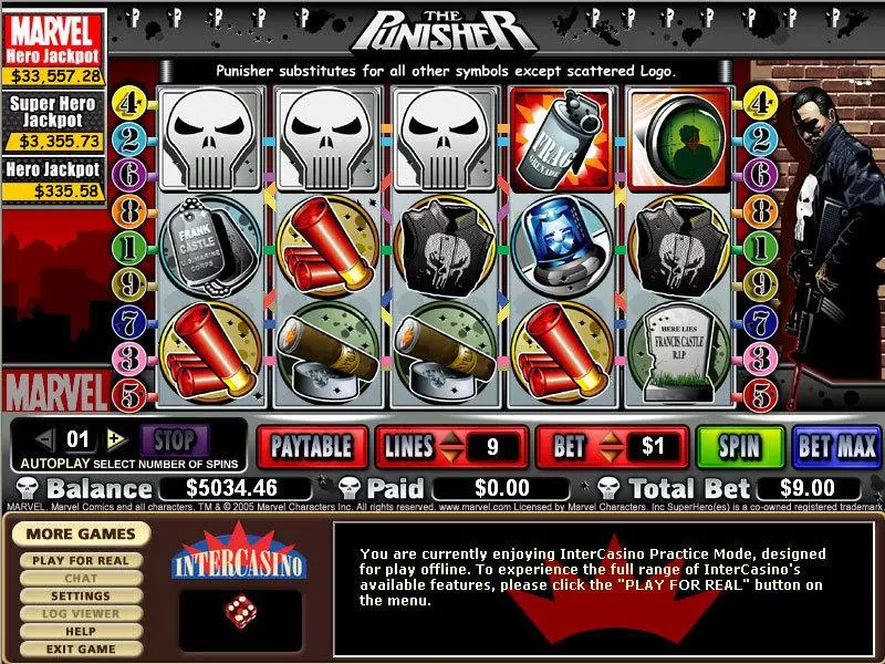 The Punisher Slots made by CryptoLogic - Main Screen Reels