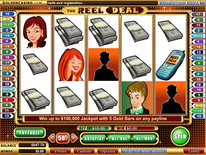 The Reel Deal Slots made by WGS Technology - Main Screen Reels
