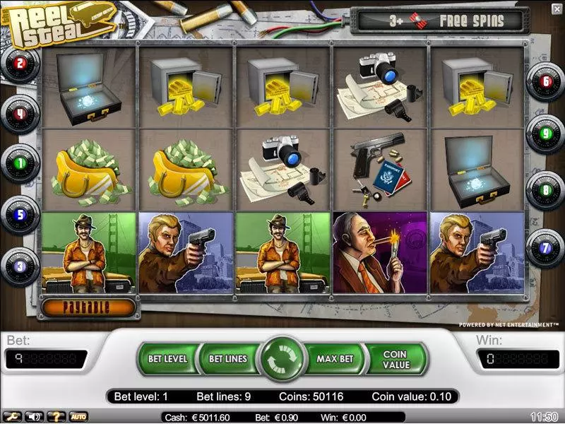 The Reel Steal Slots made by NetEnt - Main Screen Reels