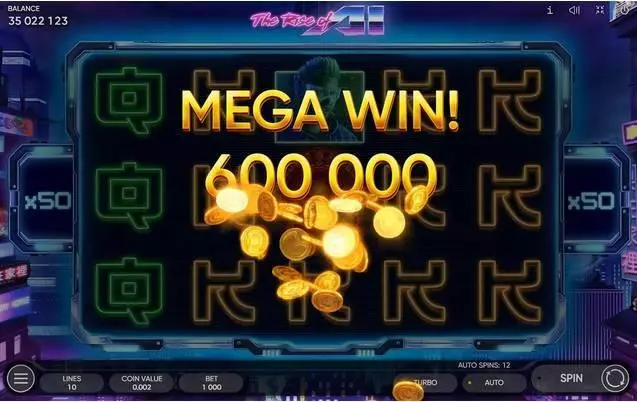 The Rise of AI Slots made by Endorphina - Winning Screenshot