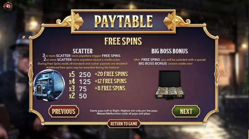 The Slotfather Part ll Slots made by BetSoft - Info and Rules