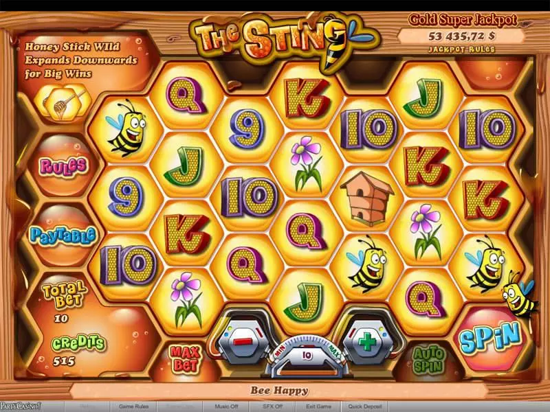 The Sting Slots made by bwin.party - Main Screen Reels