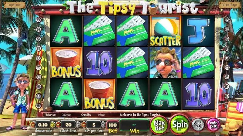 The Tipsy Tourist Slots made by BetSoft - Introduction Screen