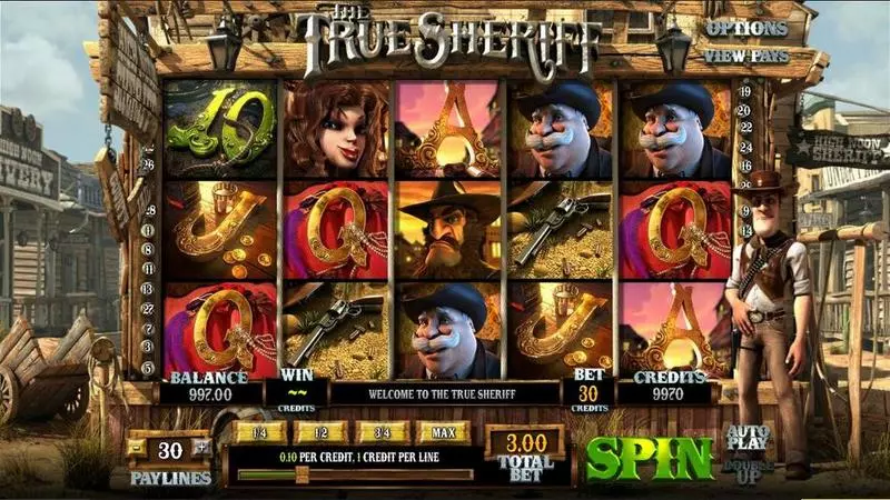 The True Sheriff Slots made by BetSoft - Introduction Screen