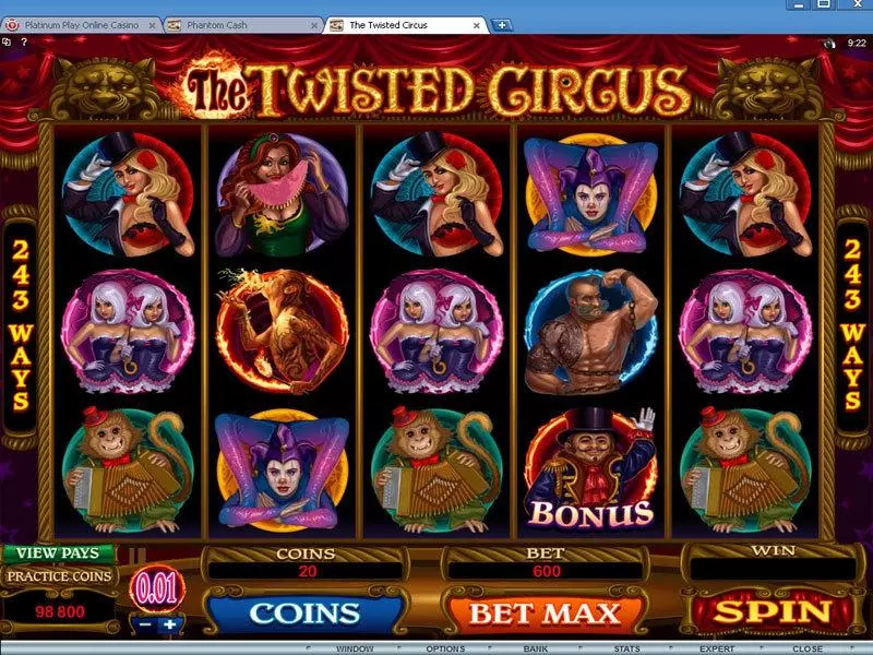 The Twisted Circus Slots made by Microgaming - Main Screen Reels
