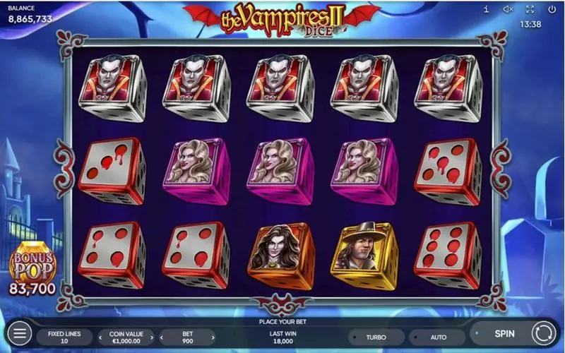 The Vampires II Dice Slots made by Endorphina - Main Screen Reels