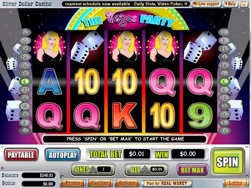 The Vegas Party Slots made by WGS Technology - Main Screen Reels