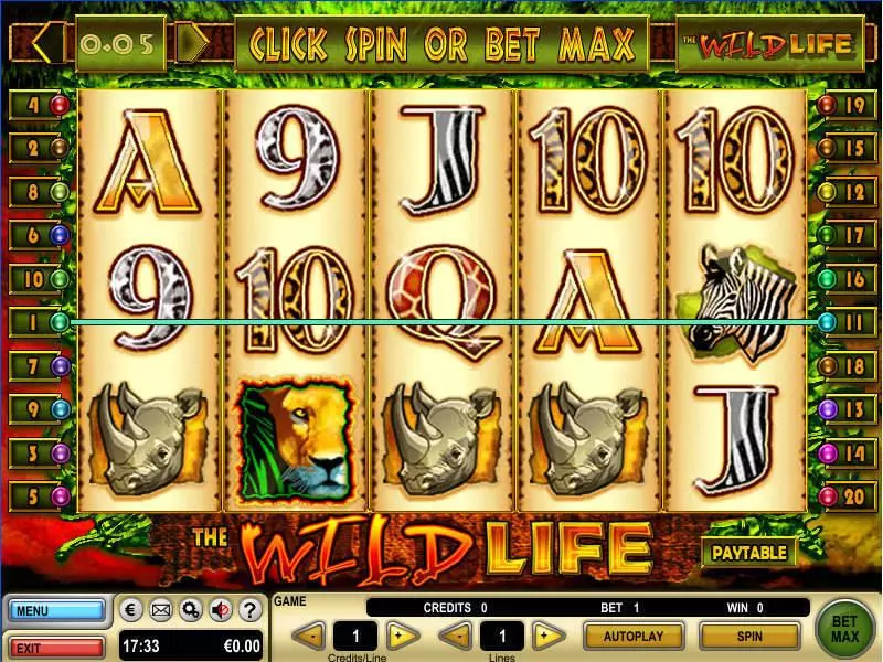 The Wild Life Slots made by GTECH - Main Screen Reels