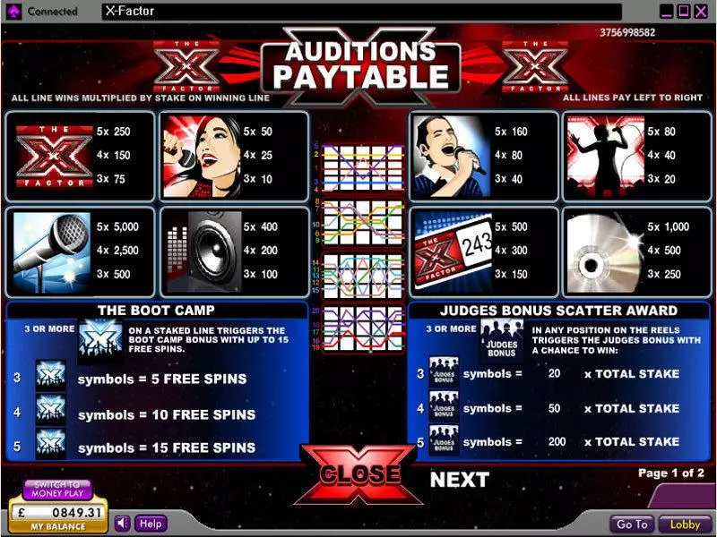 The X Factor Slots made by 888 - Info and Rules