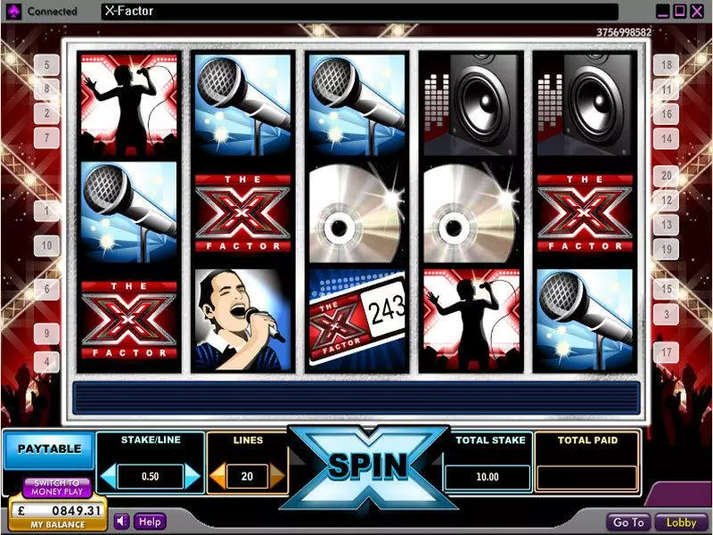 The X Factor Slots made by 888 - Main Screen Reels