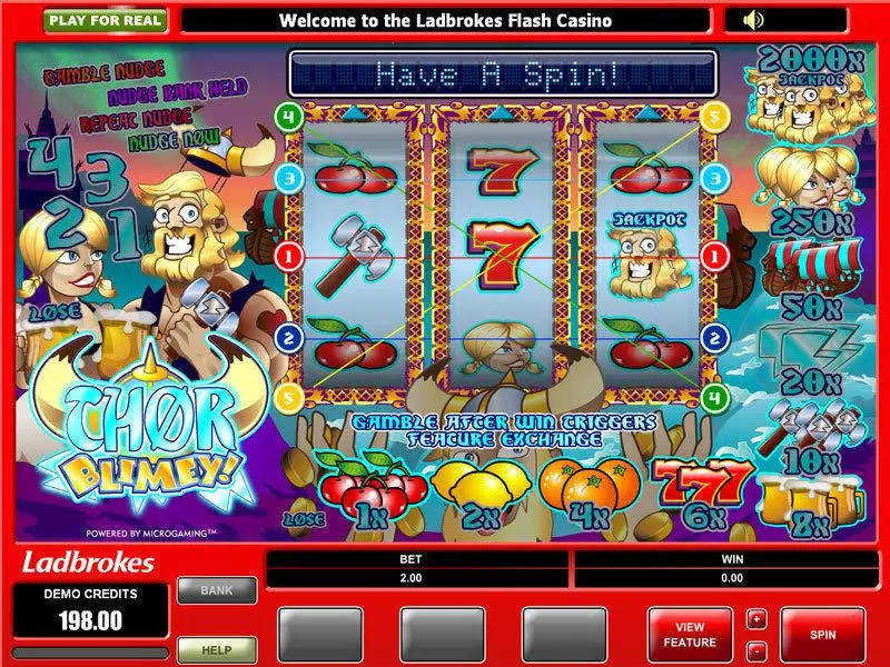 Thor Blimey Slots made by Microgaming - Main Screen Reels