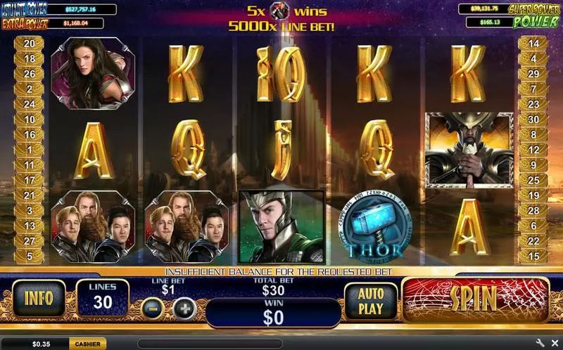 Thor The Mighty Avenger Slots made by PlayTech - Main Screen Reels