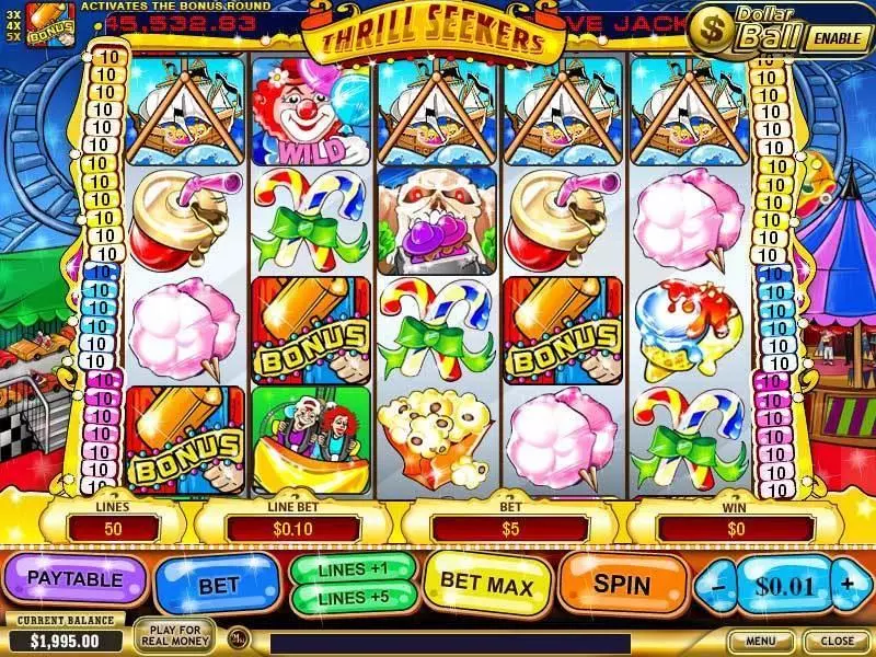 Thrill Seekers Slots made by PlayTech - Main Screen Reels