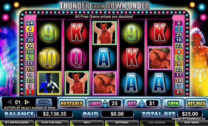 Thunder Down Under Slots made by CryptoLogic - Main Screen Reels
