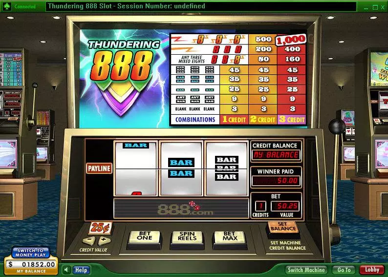 Thundering 888 Slots made by 888 - Main Screen Reels