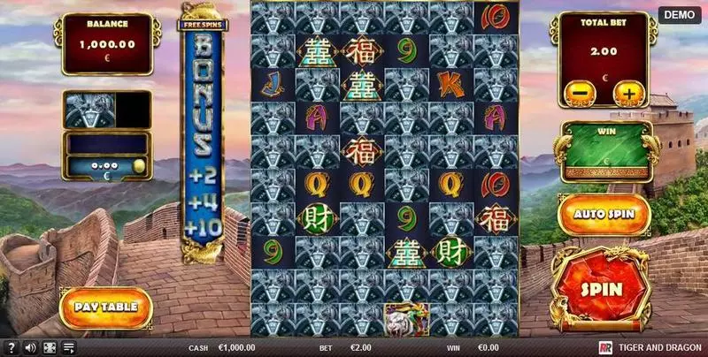 Tiger and Dragon Slots made by Red Rake Gaming - Main Screen Reels