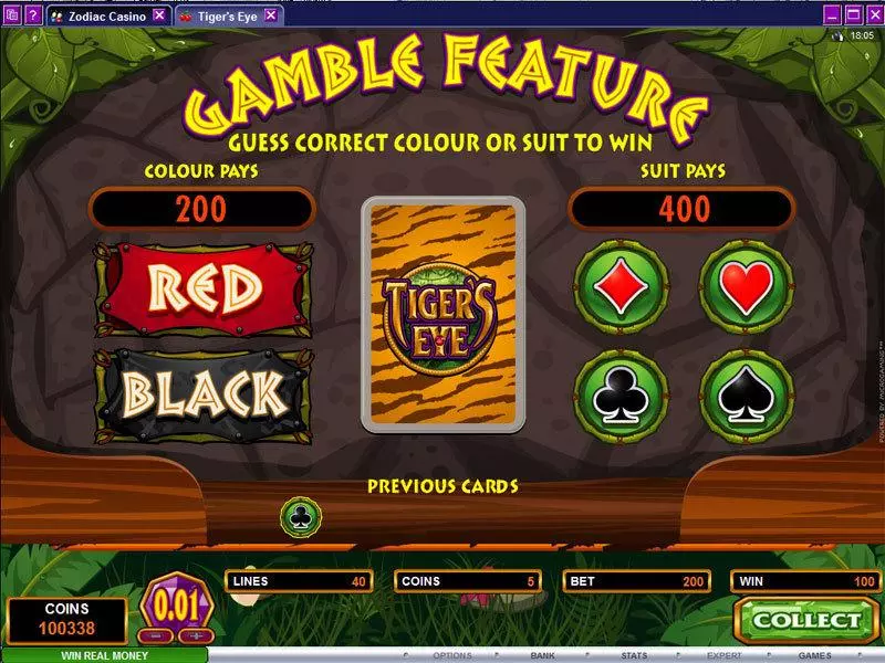 Tiger's Eye Slots made by Microgaming - Gamble Screen