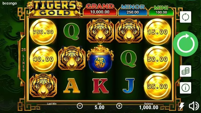 Tiger's Gold: Hold and Win Slots made by Booongo - Main Screen Reels